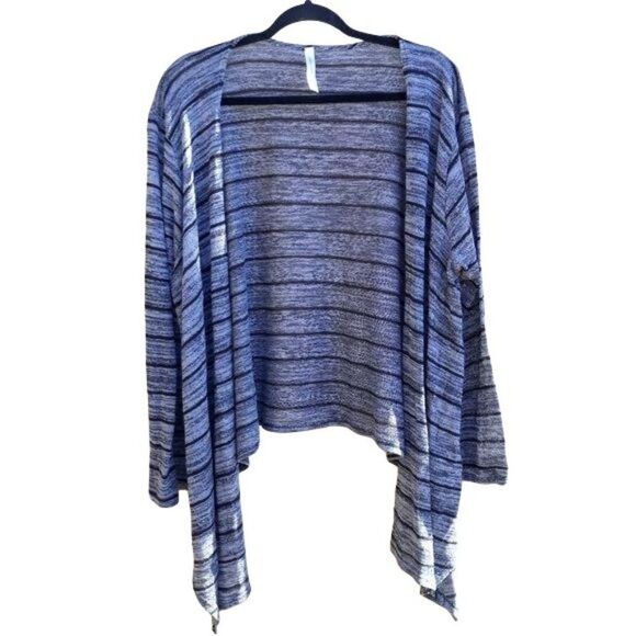 Forgotten Grace Open Waterfall Striped Lightweight Cardigan Gray Black Sz 2X - Picture 10 of 10